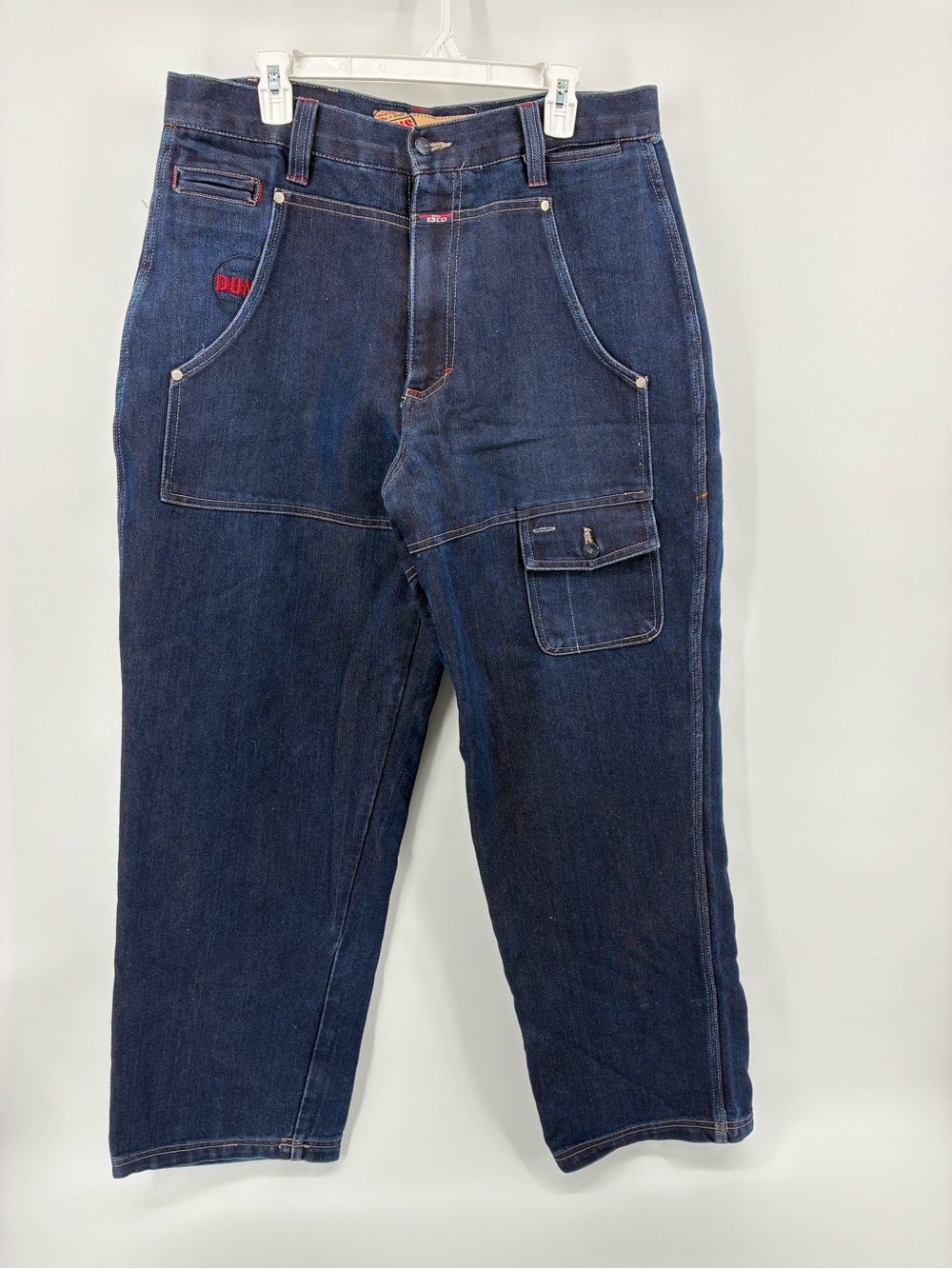 Willie & Esco Dungaree Corp Vintage Y2K Dark Carpenter Jeans with Red Accent